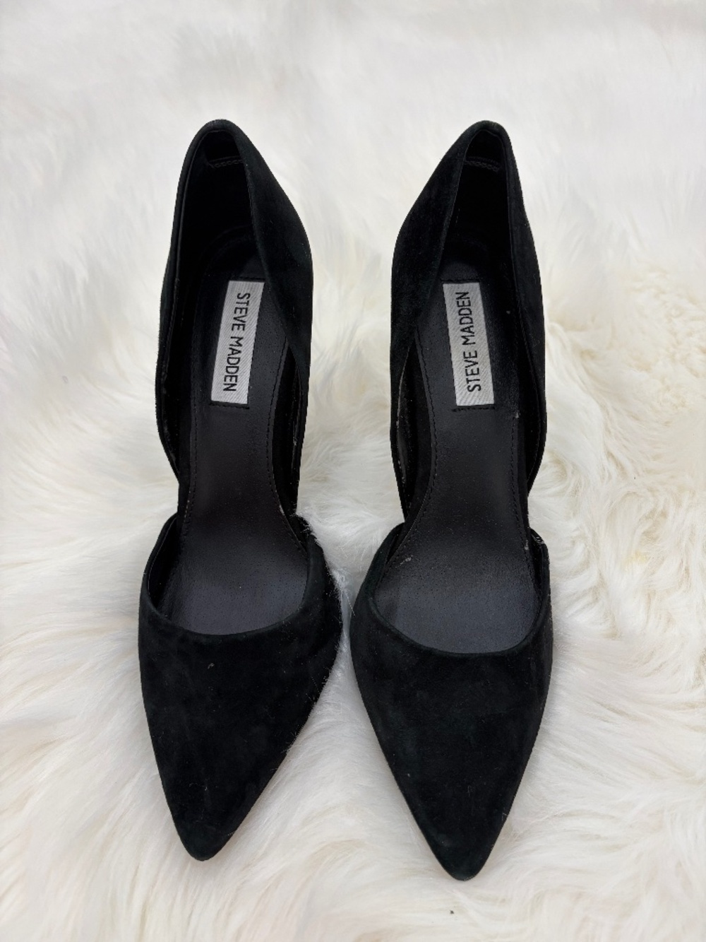 Black Suede Pointy Toe Steve Madden Heels - Size 10